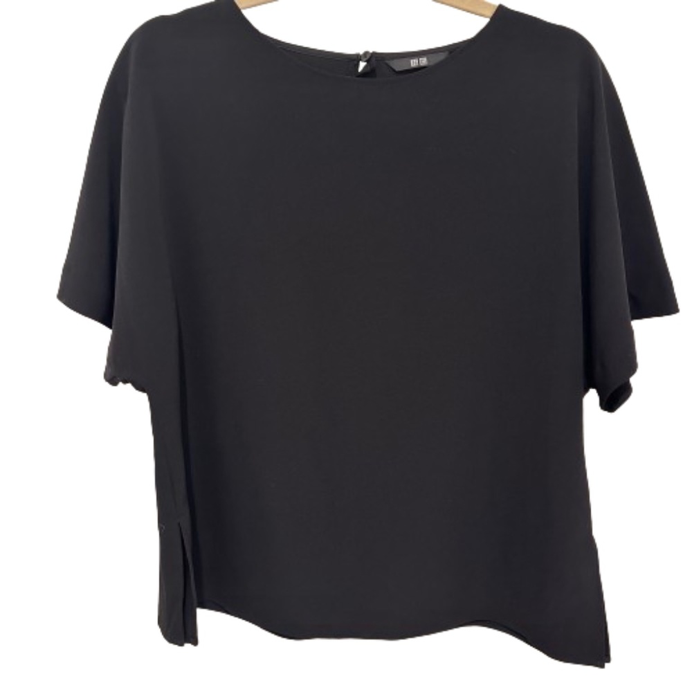 Uniqlo Oversized Drapy Bat Wing Shirt Top Black S NWOT